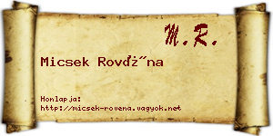 Micsek Rovéna névjegykártya